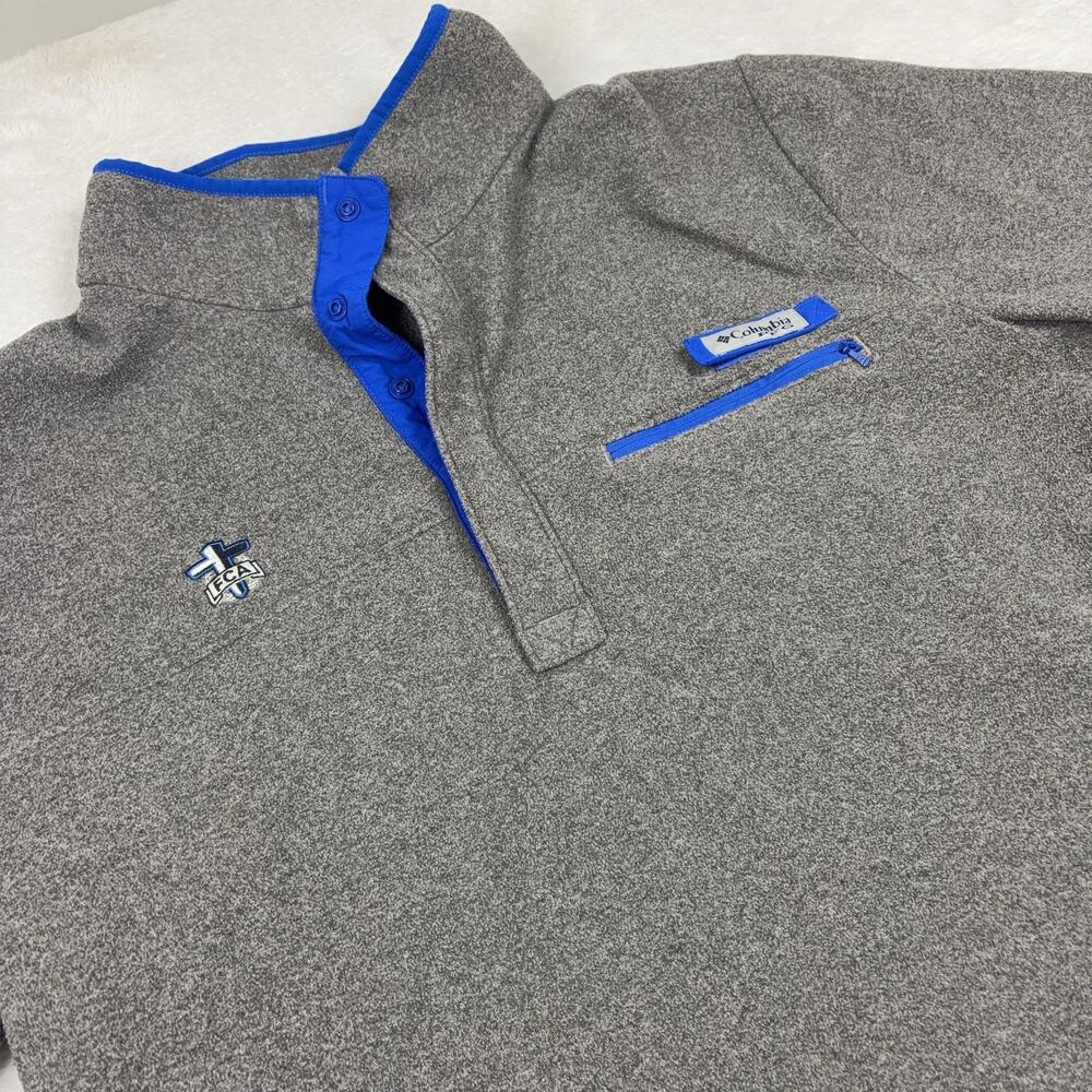 Columbia Pullover Sweatshirt Men XL Gray Mock Neck Fleece Pockets FCA Logo